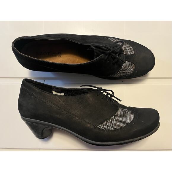 Naot Shoes Womens 40 Oxford Black Lace Up Comfort Round Toe Casual Cuban Heels - Picture 1 of 10